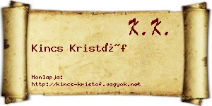 Kincs Kristóf névjegykártya